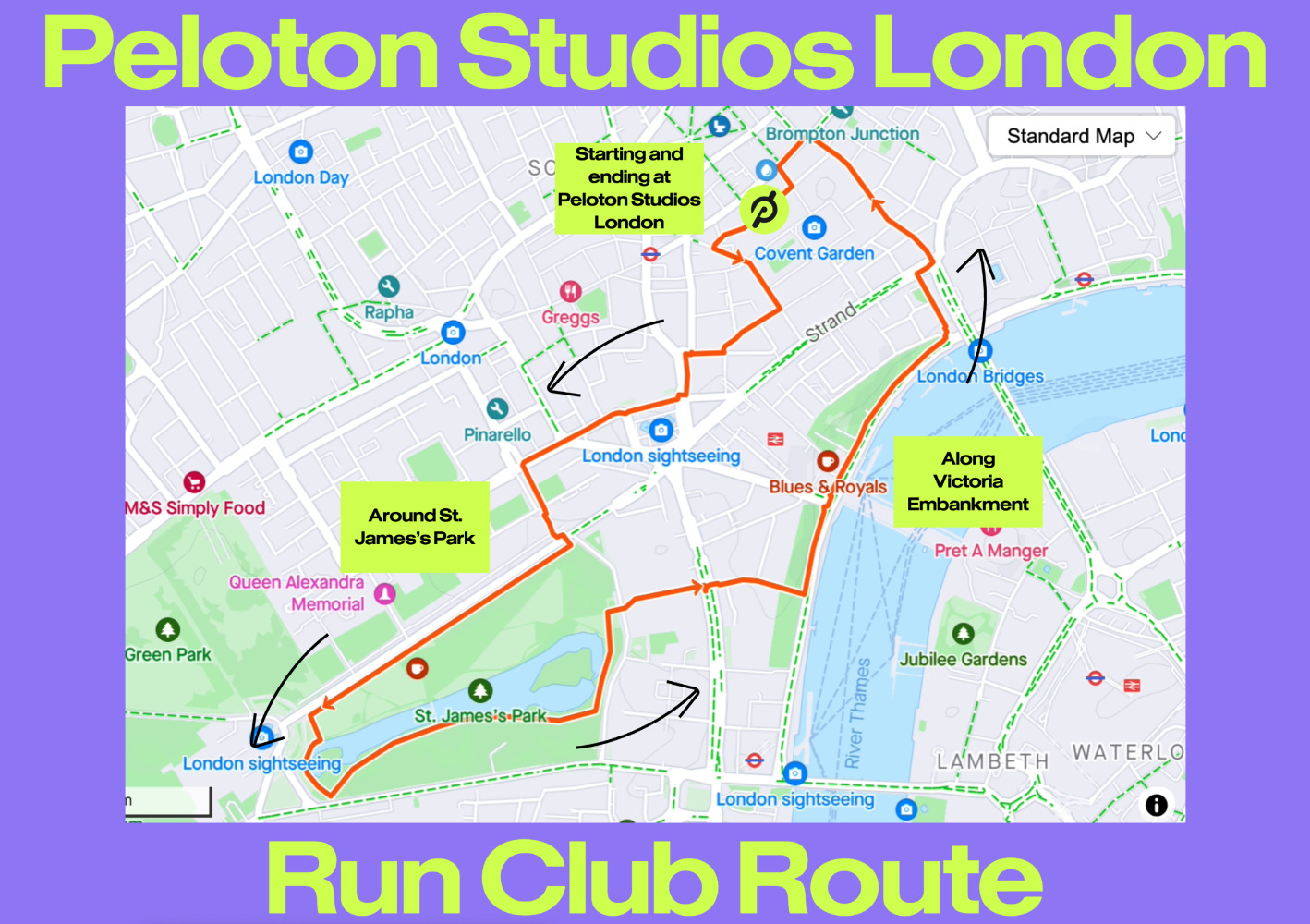 Peloton London run club route